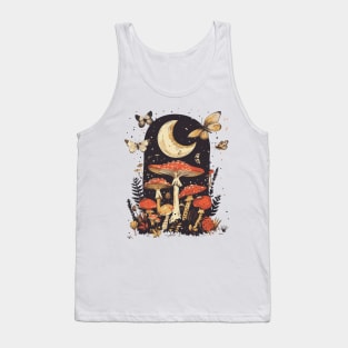 Mushrooms moths moon night Tank Top